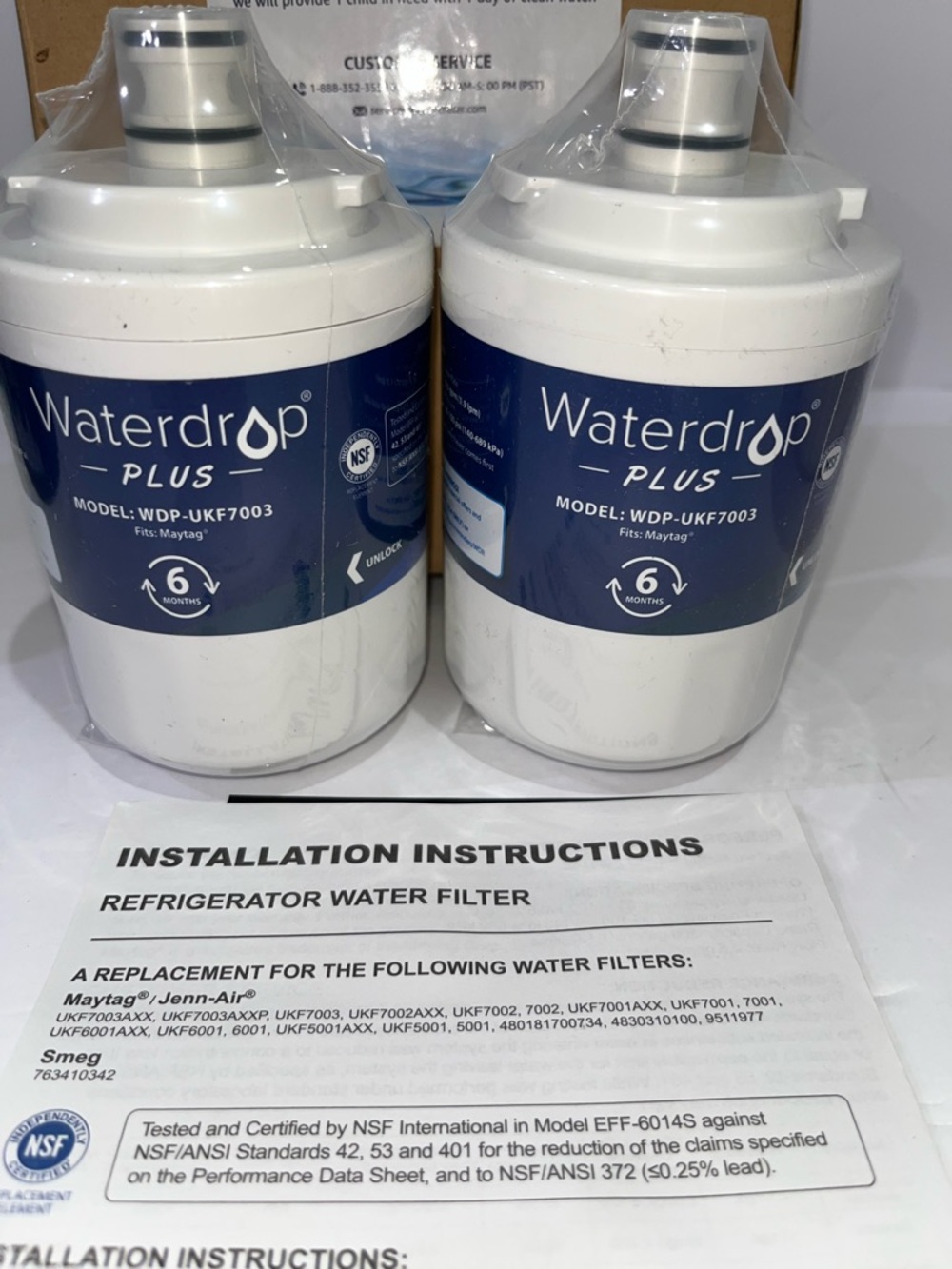 Waterdrop Plus Refrigerator Water Filter  NWT (Set of 2)